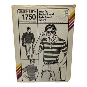 1979 Stretch and Sew Men’s T-Shirt and Tab Front Design Patterns By Ann Person